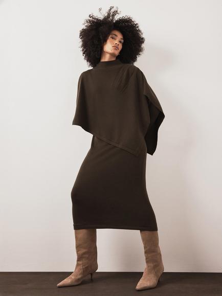 Mint Velvet Poncho Knit Midi Dress, Green, Green