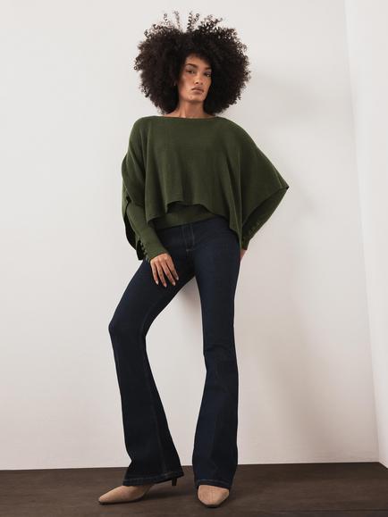 Mint Velvet Cape Ribbed Knit Top, Green, Green