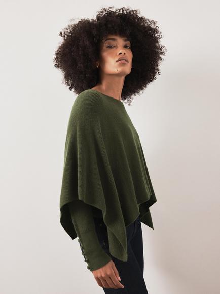 Mint Velvet Cape Ribbed Knit Top, Green - view 2, Green