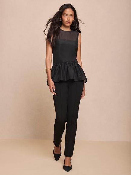 Mint Velvet Slim Split Detaiil Tailored Trousers, Black - view 2, Black
