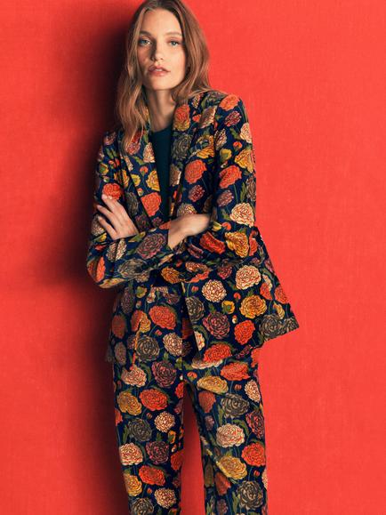 Boden Stamford Floral Velvet Blazer, Multi - view 2, Multi