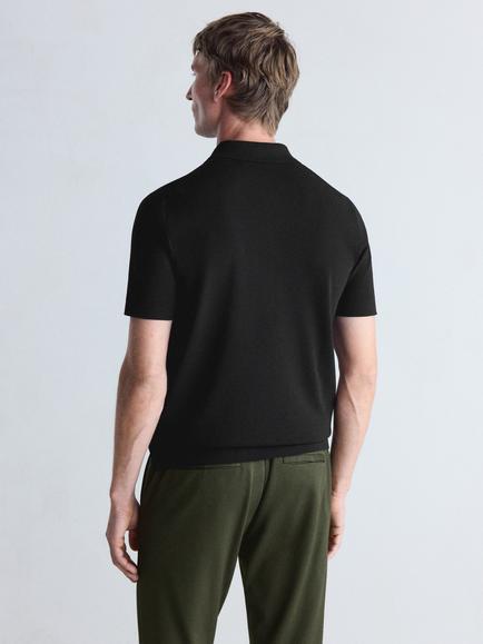 Mango Regular Fit Short Sleeve Polo Shirt, Black - view 2, Black