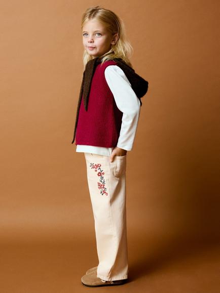 Mango Kids' Embroidered Floral Straight-Leg Jeans, Raw, Raw