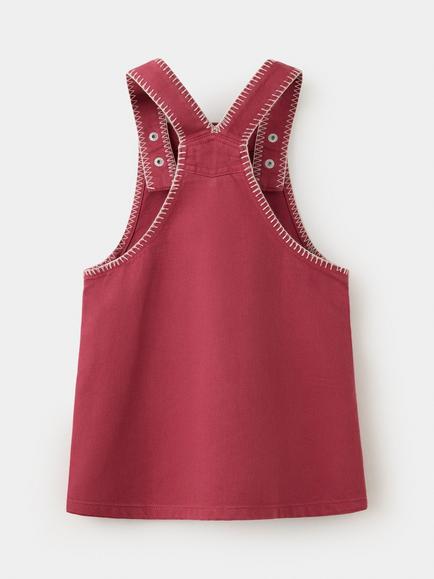 Mango Kids' Larisa Embroidered Pinafore Dress, Red - view 2, Red
