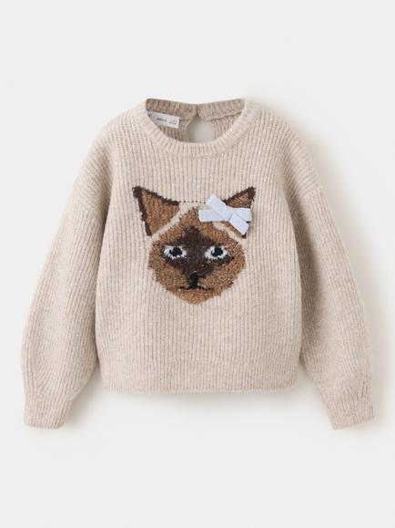 Mango Baby Cat Jumper, Taupe, Taupe