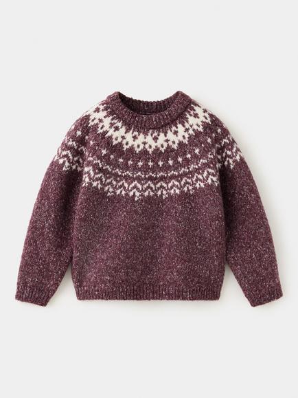 Mango Kids' Relaxed Knit Crew Neck Jumper, Garnet, Garnet
