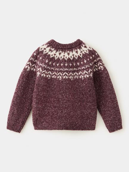 Mango Kids' Relaxed Knit Crew Neck Jumper, Garnet - view 2, Garnet