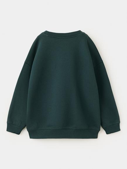 Mango Kids' Cotton Blend Crew Neck Sweatshirt, Bottle Green - view 2, Bottle Green