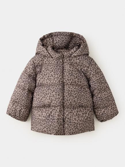 Mango Kids' Long Sleeve Hooded Puffer Coat, Brown, Brown