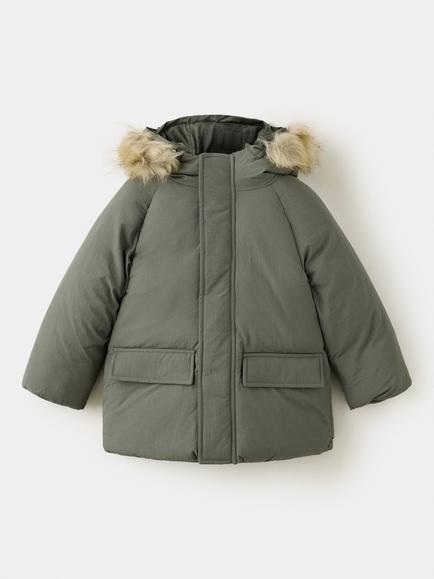 Mango Baby Hooded Parka Coat, Green, Green