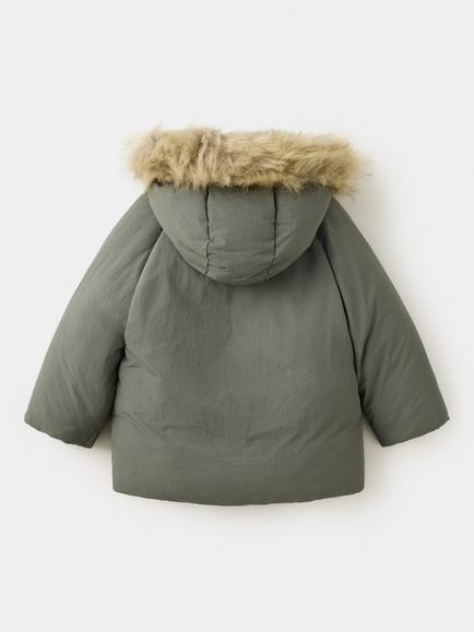Mango Baby Hooded Parka Coat, Green - view 2, Green
