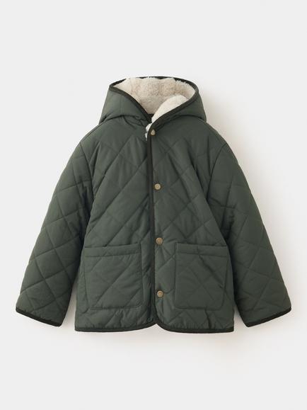 Mango Kids' Long Sleeve Hooded Padded Coat, Khaki, Khaki