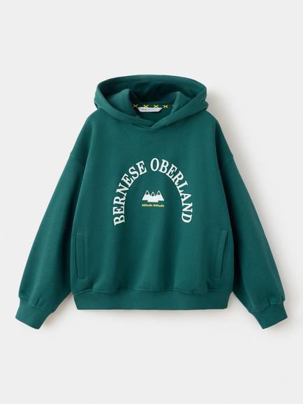 Mango Kids' Printed Motif Relaxed Fit Hoodie, Pool Table Green, Pool Table Green