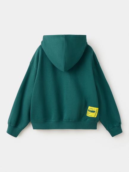Mango Kids' Printed Motif Relaxed Fit Hoodie, Pool Table Green - view 2, Pool Table Green