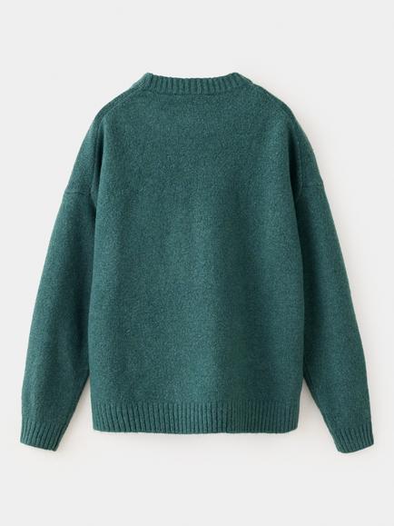 Mango Kids' Knitted Crew Neck Après Snow Jumper, Bottle Green - view 2, Bottle Green