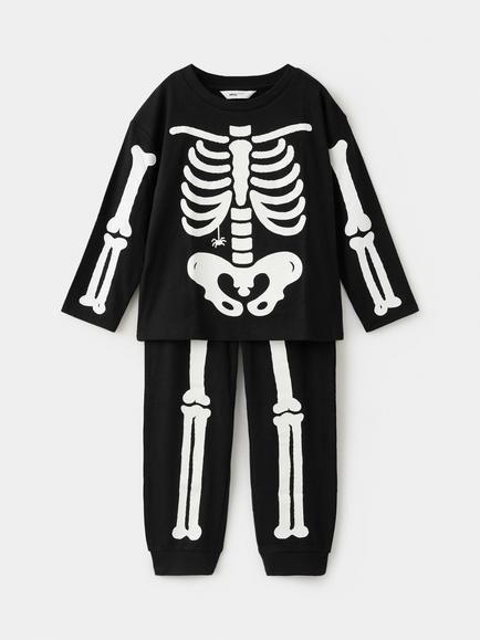 Mango Baby Skeleton Pyjamas, Black, Black