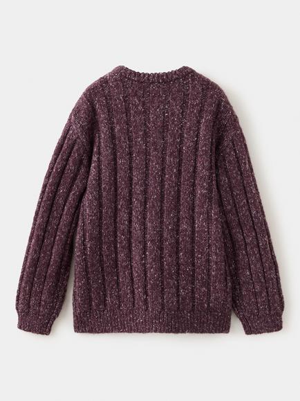 Mango Kids' Rib Knit Crew Neck Jumper, Garnet - view 2, Garnet