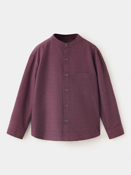 Mango Kids' Mandarin Collar Shirt, Garnet, Garnet