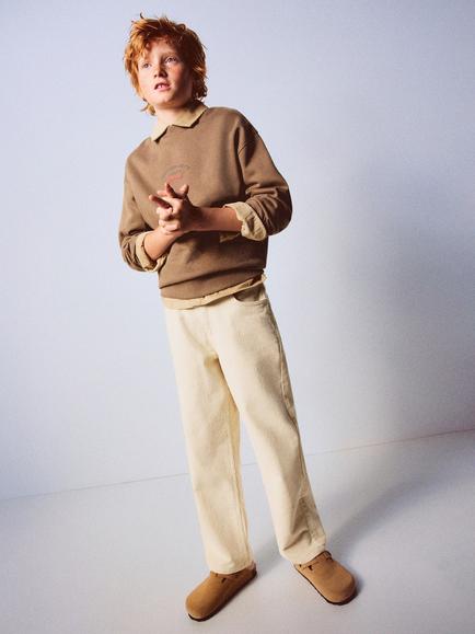 Mango Kids' Mid Rise Corduroy Jeans, Raw, Raw