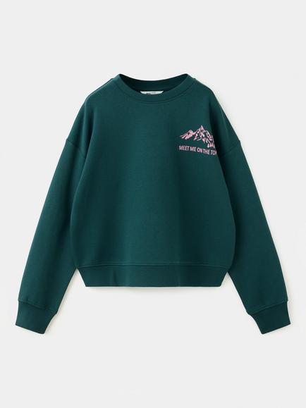 Mango Kids' Crew Neck Sweatshirt, Bottle Green, Bottle Green