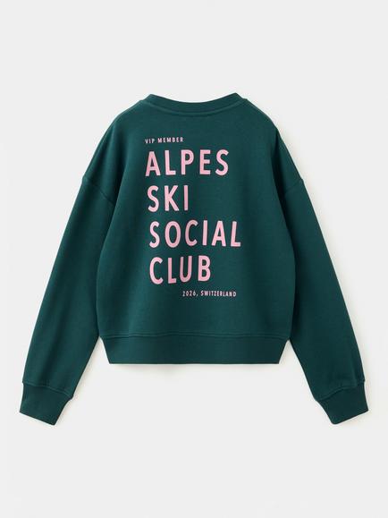 Mango Kids' Crew Neck Sweatshirt, Bottle Green - view 2, Bottle Green