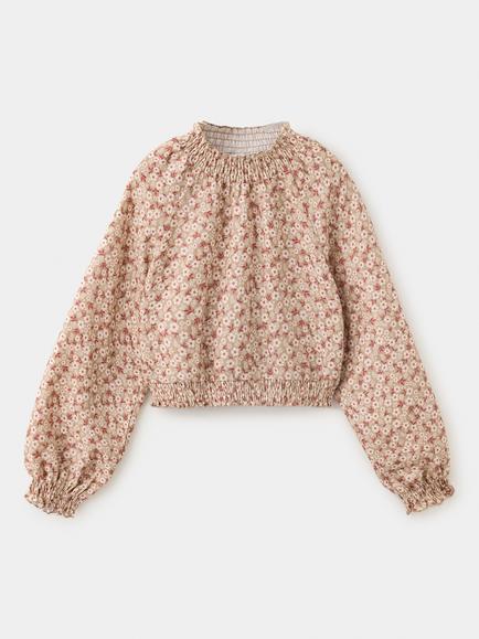 Mango Kids' Long Sleeve Floral Blouse, Beige, Beige