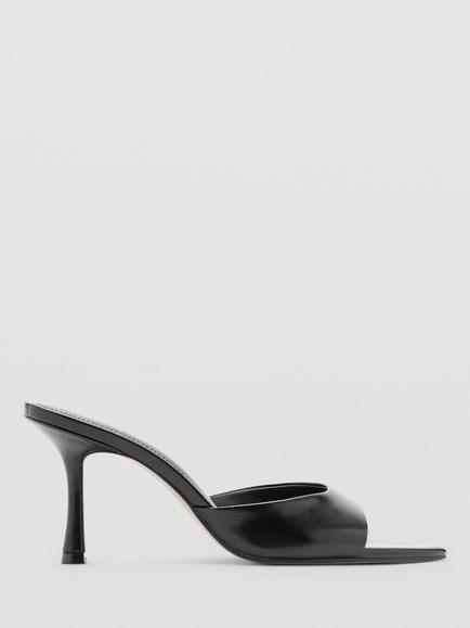 Mango Pointed Open Toe Heeled Shoes, Black, Black