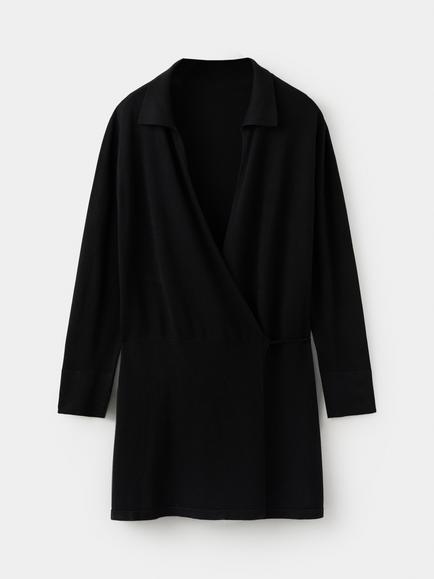Mango Collared Wrap Mini Dress, Black, Black
