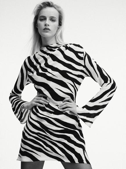 Mango High Neck Animal Print Mini Dress, Black, Black