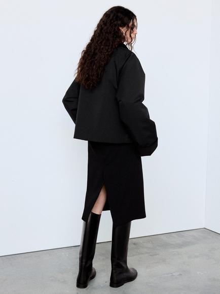 Mango Loose Fit Corduroy Collar Parka Coat, Black - view 2, Black
