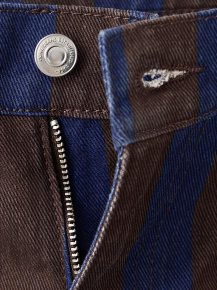 Mango Cotton Denim Stripe Straight Leg Jeans, Blue - view 2, Blue