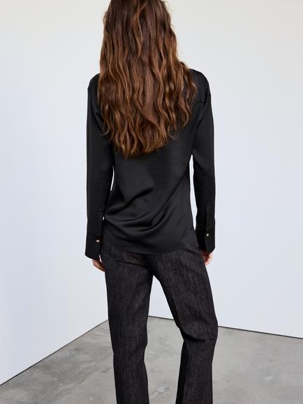 Mango Fluid Shirt, Black - view 2, Black