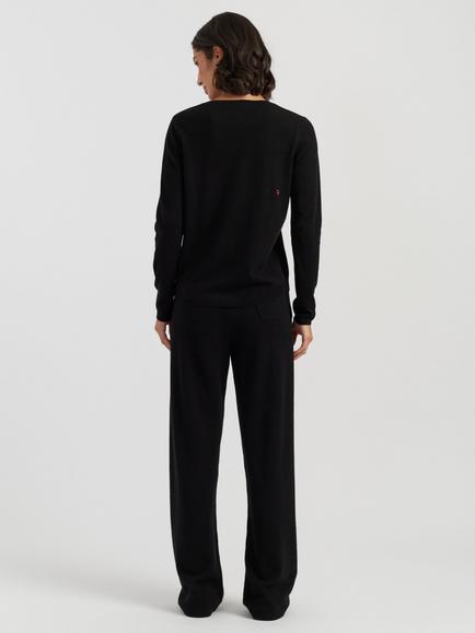 Chinti & Parker Wool Rich Heart Breton Jumper, Black - view 2, Black