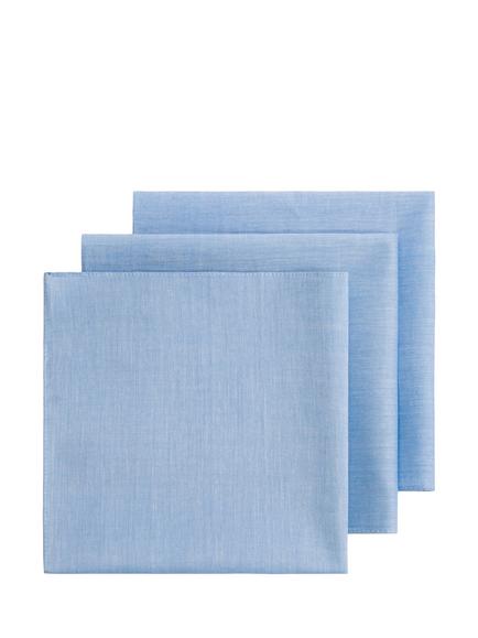 Hackett London Cotton Plain Handkerchief, Pack of 3, Sky Blue, Sky Blue