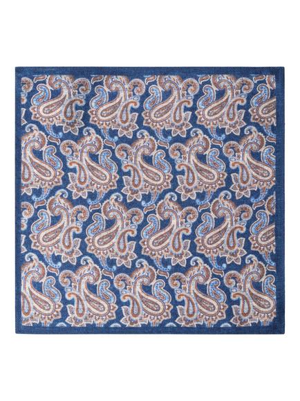 Hackett London Wool Paisley Handkerchief, Navy