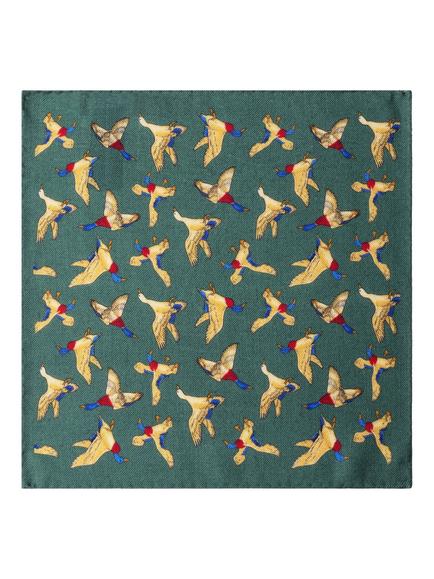 Hackett London Wool Duck Print Handkerchief, Hunter Green, Hunter Green