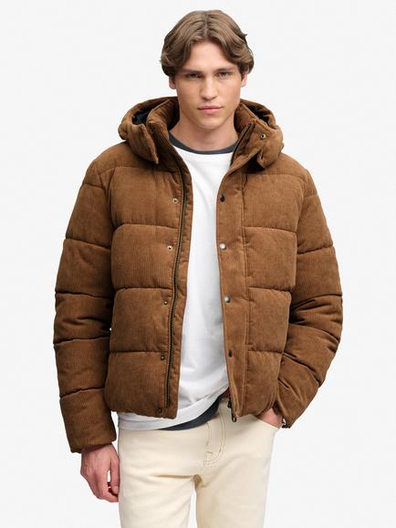 Superdry Corduroy Puffer Jacket, Dark Tobacco Brown, Dark Tobacco Brown