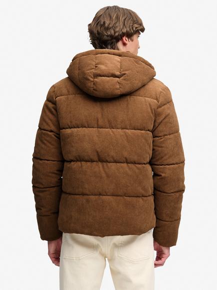 Superdry Corduroy Puffer Jacket, Dark Tobacco Brown - view 2, Dark Tobacco Brown