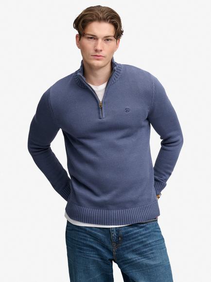 Superdry Cotton Half-Zip Jumper, Soft Navy, Soft Navy