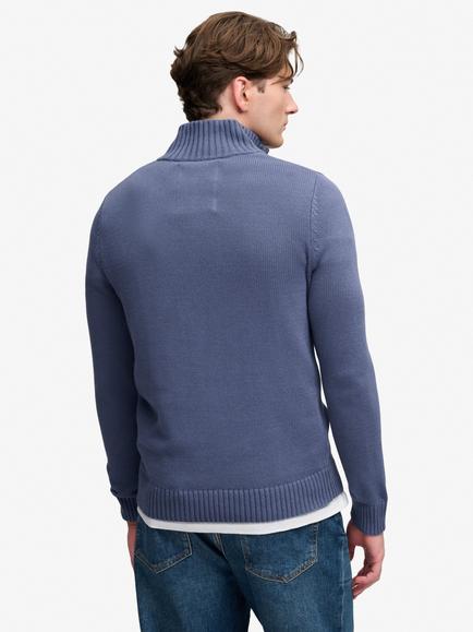 Superdry Cotton Half-Zip Jumper, Soft Navy - view 2, Soft Navy