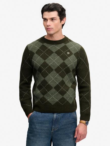 Superdry Argyle Jumper, Tonal Green, Tonal Green