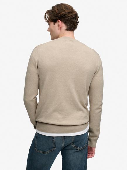 Superdry Essential Lightweight Cotton Rich Jumper, Barley Marl - view 2, Barley Marl