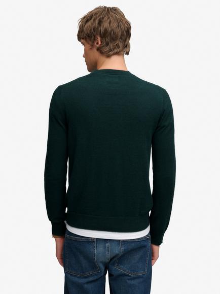 Superdry Essential Lightweight Cotton Rich Jumper, Deep Pine Green - view 2, Deep Pine Green