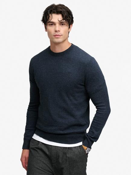 Superdry Cotton Rich Jumper, Rich Navy Marl, Rich Navy Marl