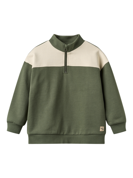 WHEAT Kids' Matteo Half Zip Sweatshirt, Thyme, Thyme