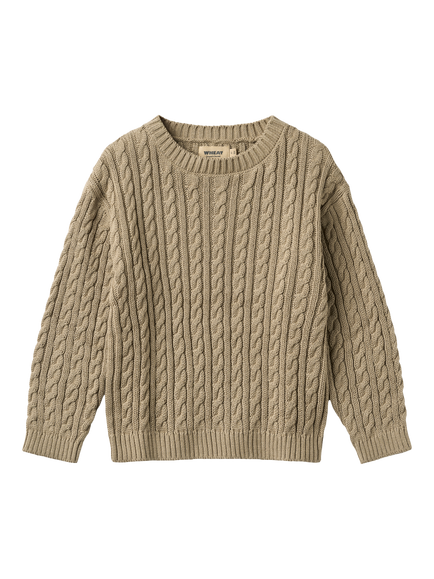 WHEAT Kids' Oliver Cable Knit Jumper, Gravel, Gravel