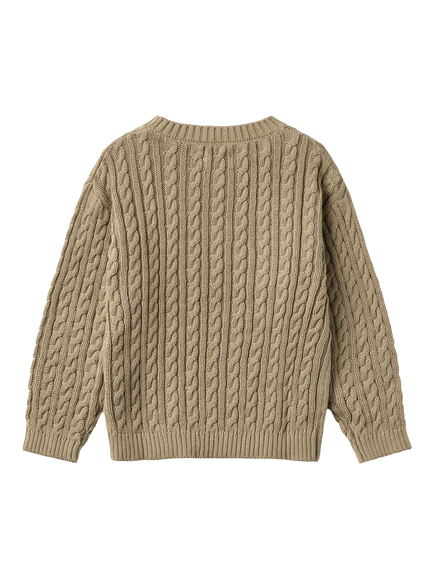 WHEAT Kids' Oliver Cable Knit Jumper, Gravel - view 2, Gravel
