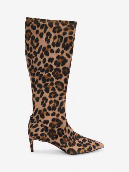 Boden Stretch Animal Print Kitten Heel Knee High Boots, Multi, Multi