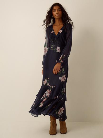 Monsoon Rowena Lace Dress, Navy, Navy