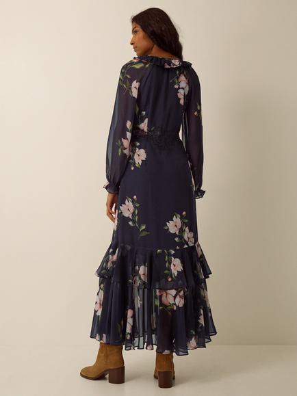 Monsoon Rowena Lace Dress, Navy - view 2, Navy